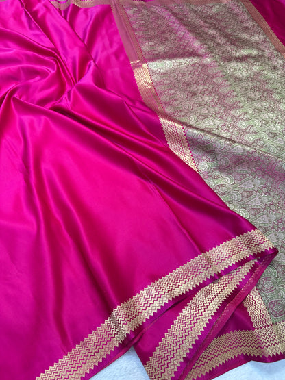 Royal pink shade mashru silk premium Banarasi silk Saree