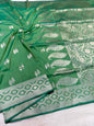Sea green shade katan Banarasi silk Saree