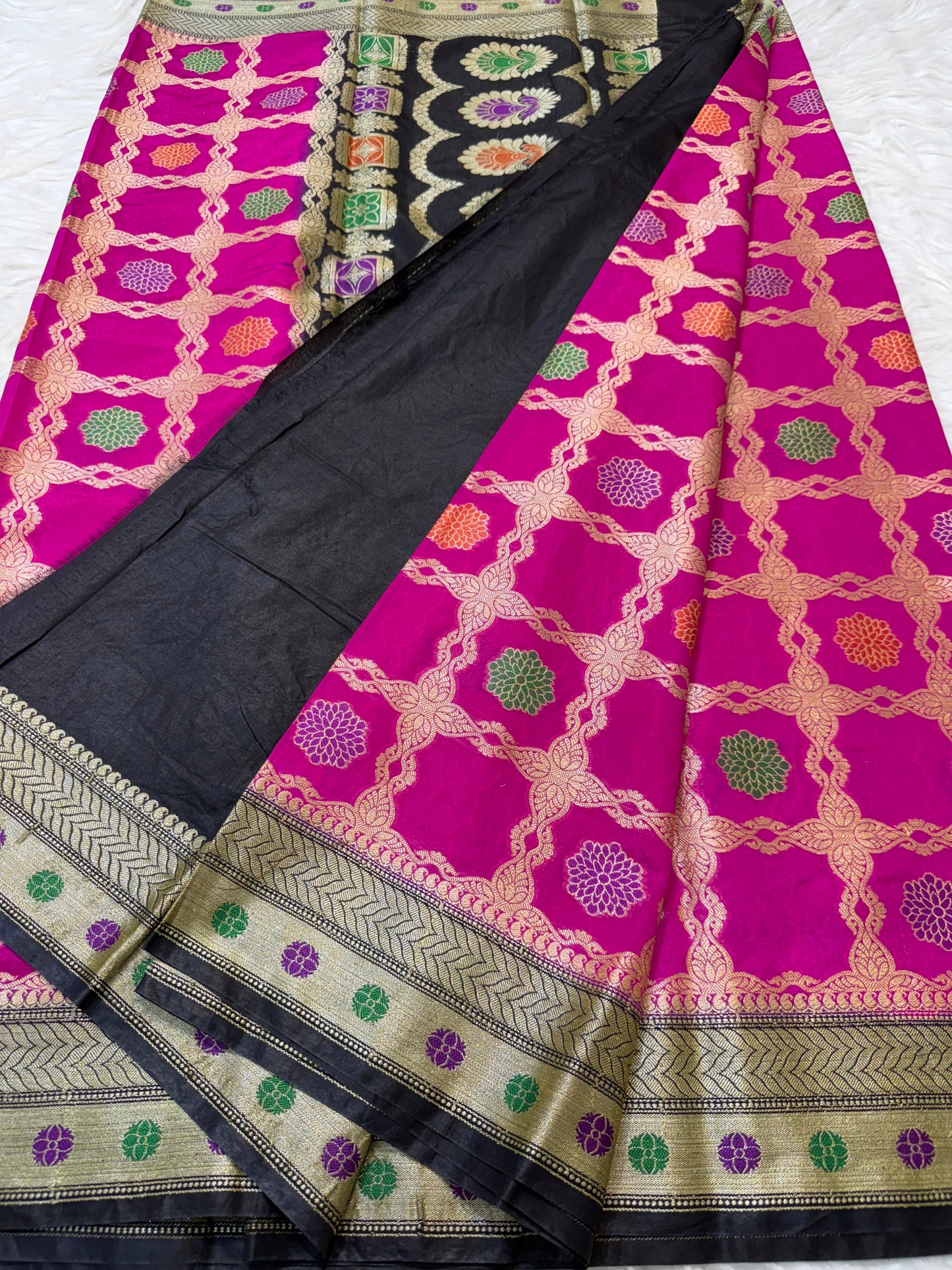 Multicolour shade soft dupion silk Banarasi saree