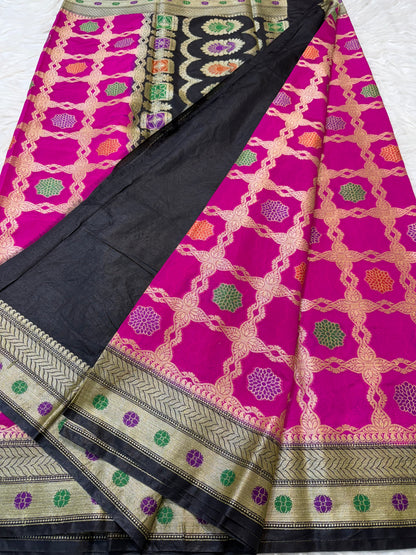 Multicolour shade soft dupion silk Banarasi saree