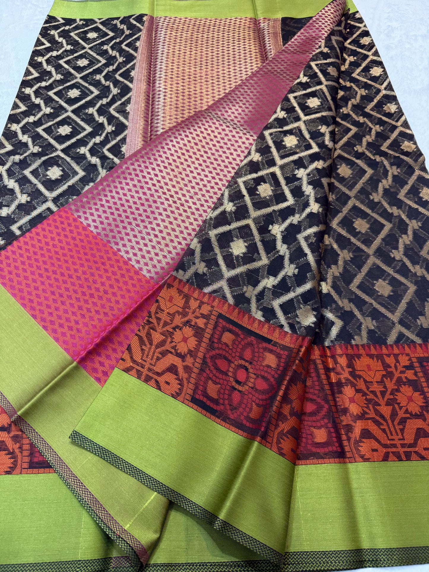 Multicolour shade kora organza Banarasi saree