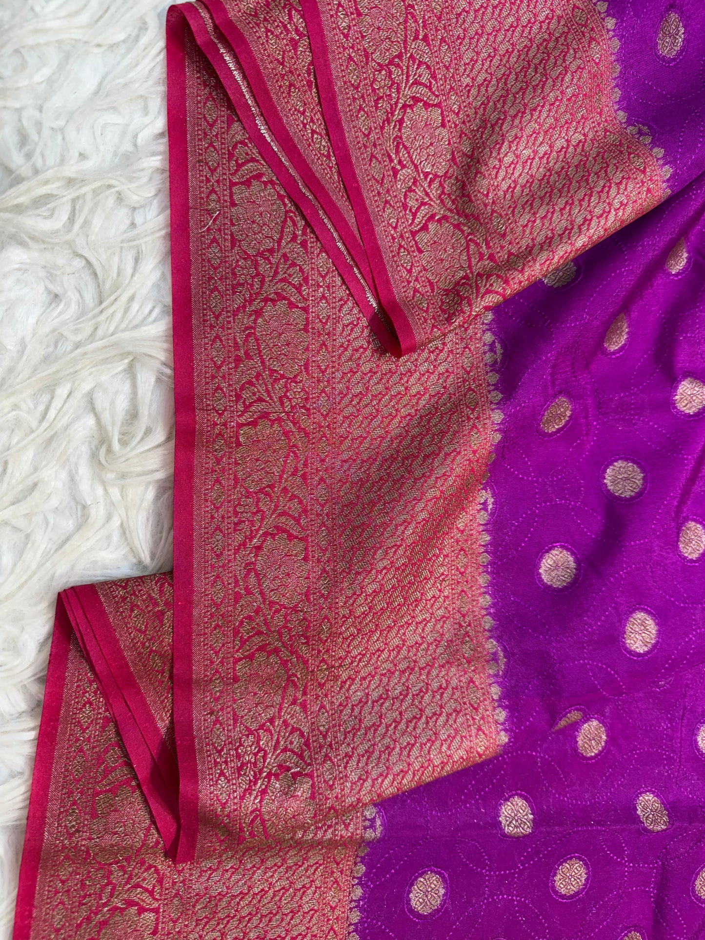 Purple royal pink shade Dupion Silk premium Banarasi Saree