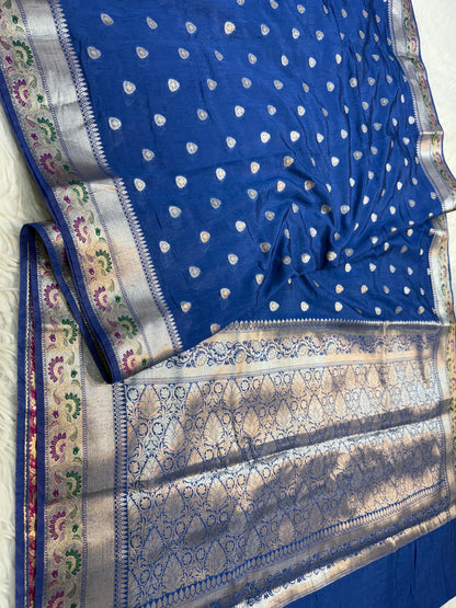Navy shade Raw mango soft silk banarasi saree