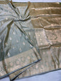 Gray shade satan katan premium Banarasi silk Saree