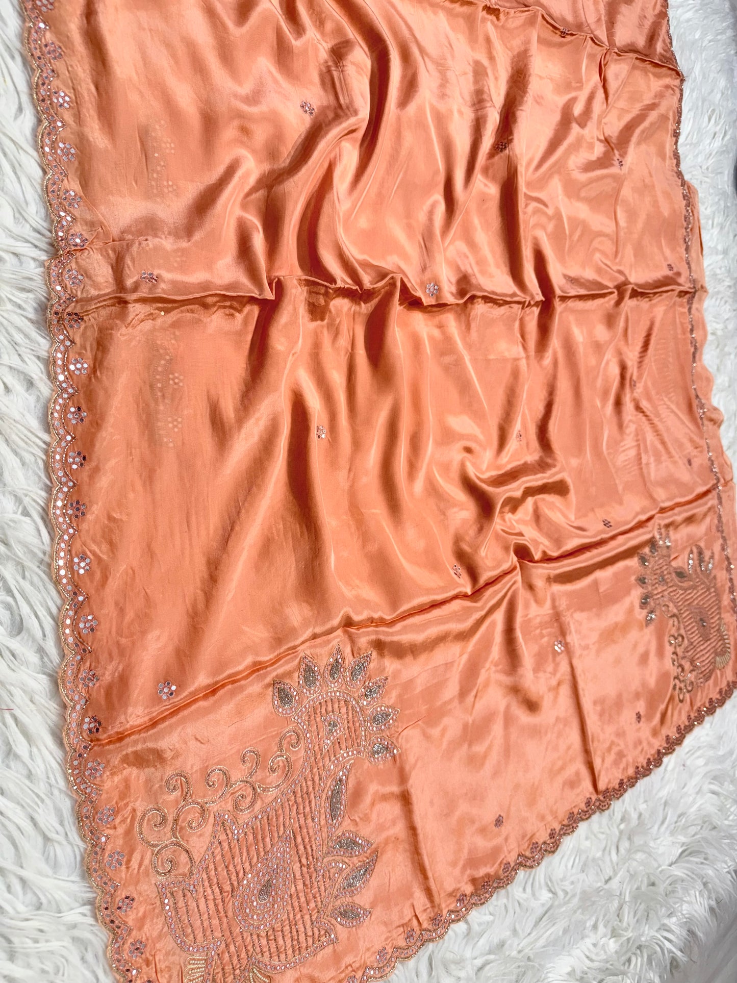 Soft silk zardosi work fancy party wear saree
