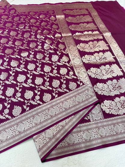 Magenta shade katan Banarasi silk Saree
