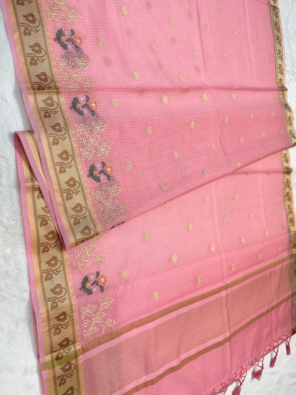 Pink shade kota designer embroidery Banarasi saree