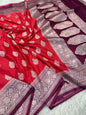 Red & wine premium mashru katan Banarasi saree