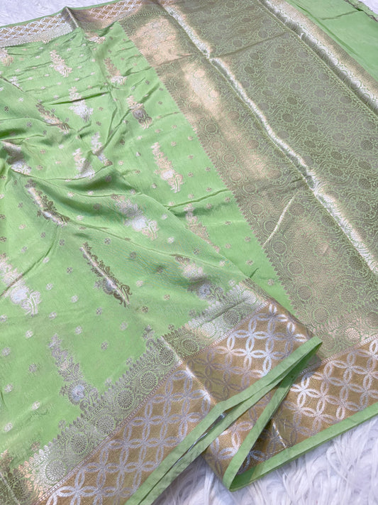 Pista green shade  Raw mango soft silk banarasi saree