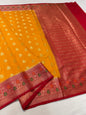 Mango red shade Dupion Silk premium Banarasi Saree