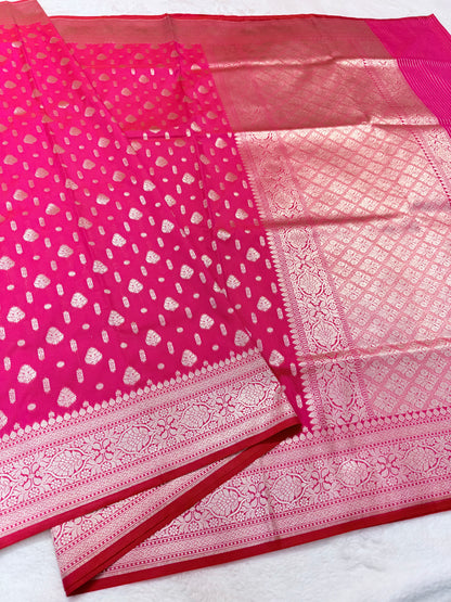 Royal pink shade katan Banarasi silk Saree