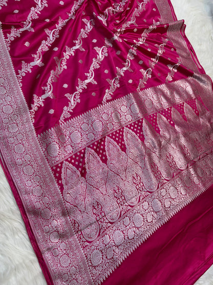 Royal pink shade premium mashru katan Banarasi saree