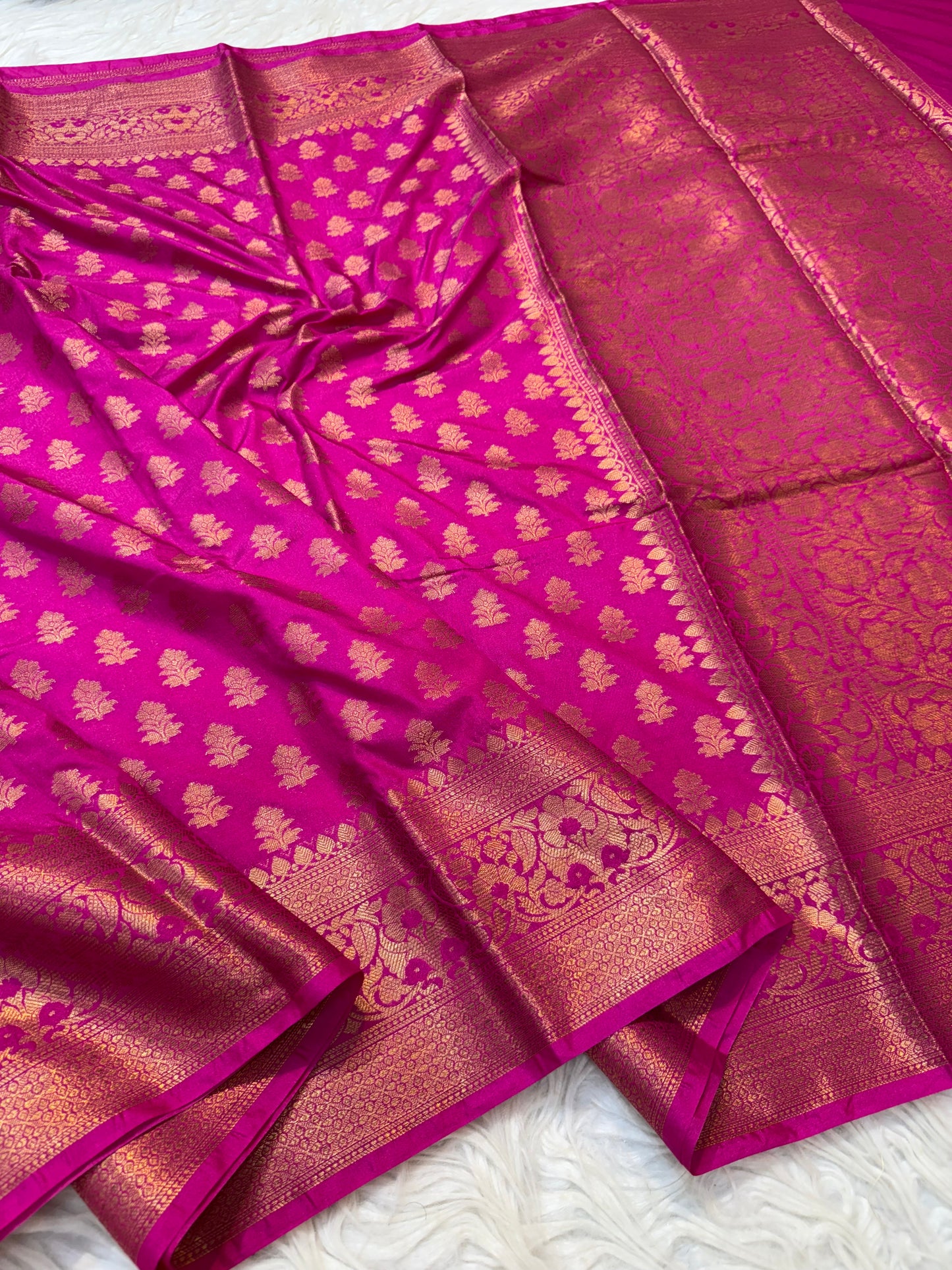 Royal pink shade Dupion Silk premium Banarasi Saree