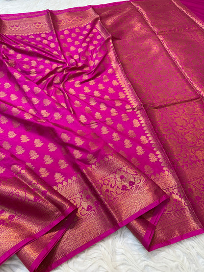 Royal pink shade Dupion Silk premium Banarasi Saree