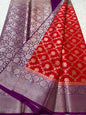 Red magenta shade  Dupion Silk premium Banarasi Saree