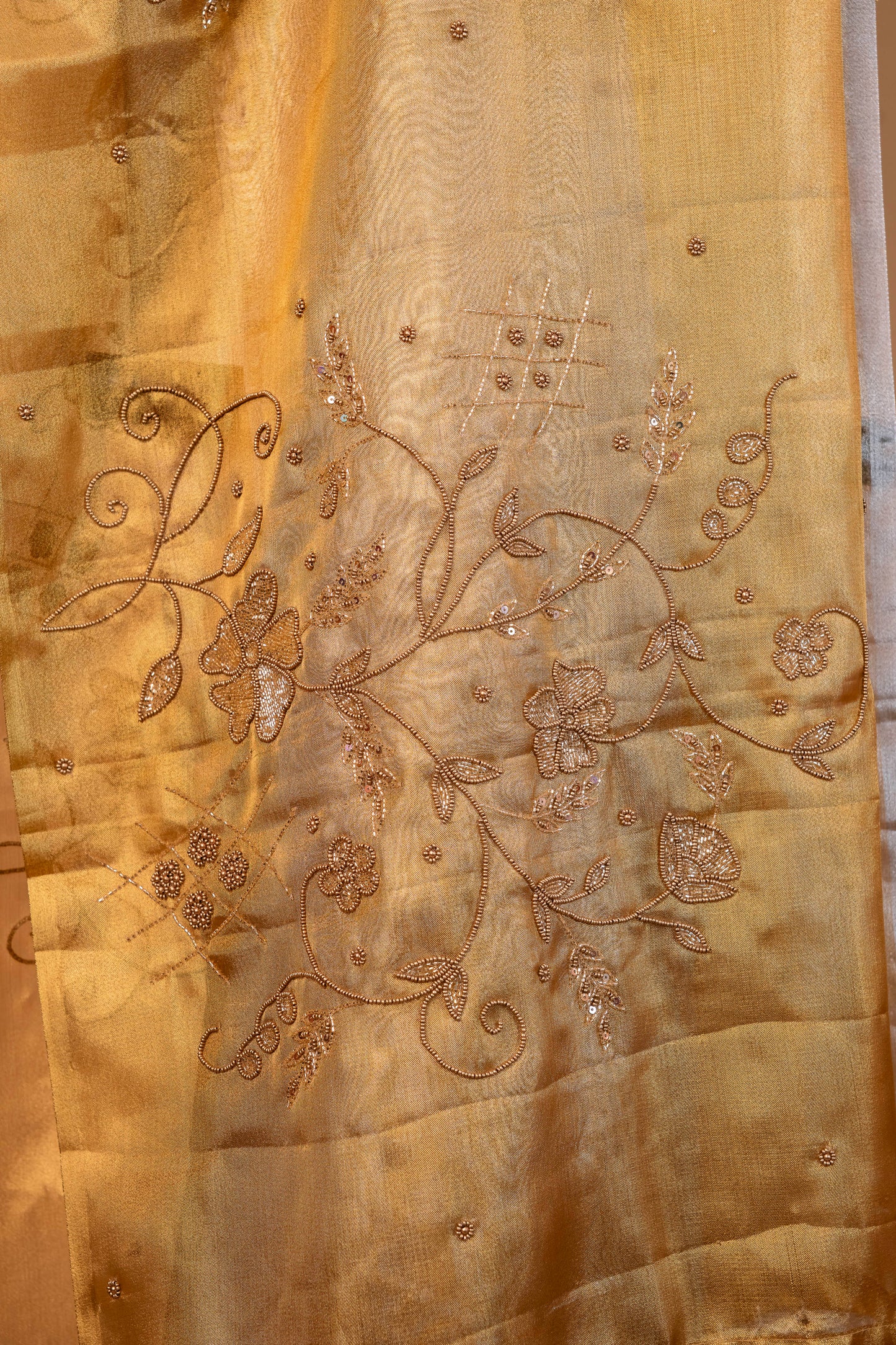 Gold silver tissue half half  tissue designer hand work Banarasi saree