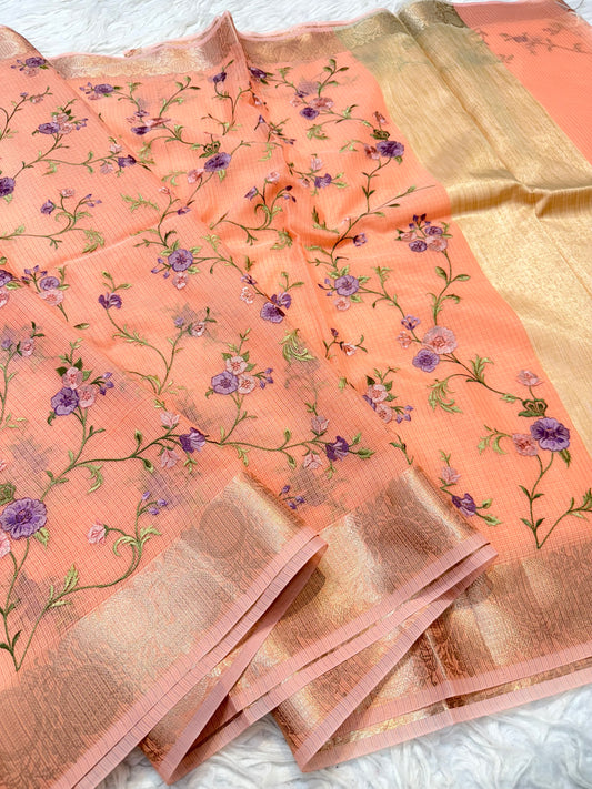 Kota fancy embroidery Banarasi saree