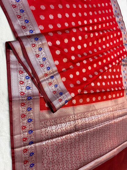 Red shade warm silk premium Banarasi saree