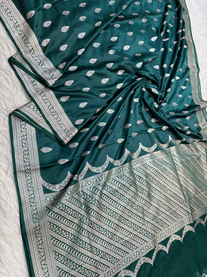 Green premium mashru silk Banarasi saree