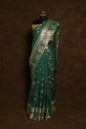 Bottle green shade kora organza Banarasi saree