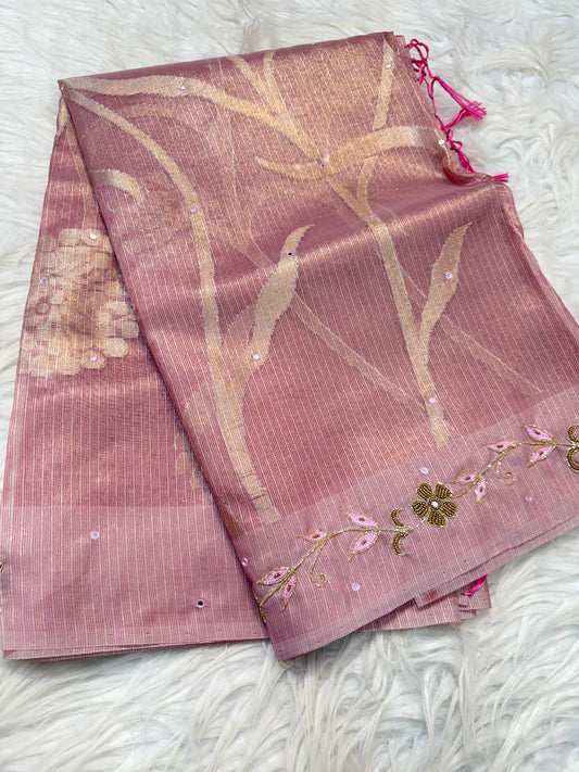Tissue kota handwork saree