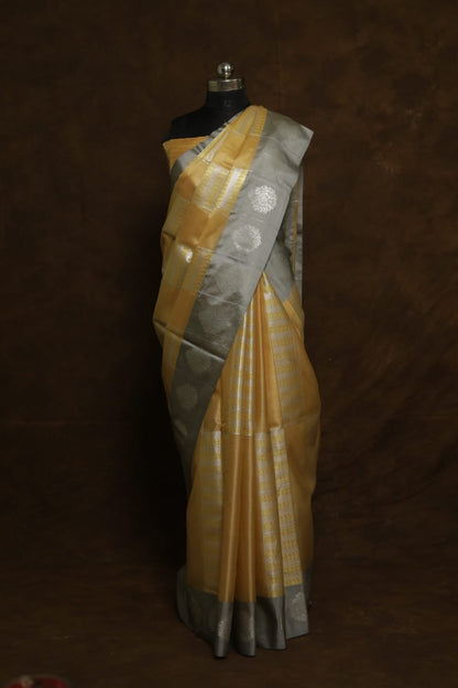 Multicolour shade Kora organza Banarasi saree