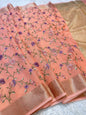 Peach shade cotton kota embroidery Banarasi saree