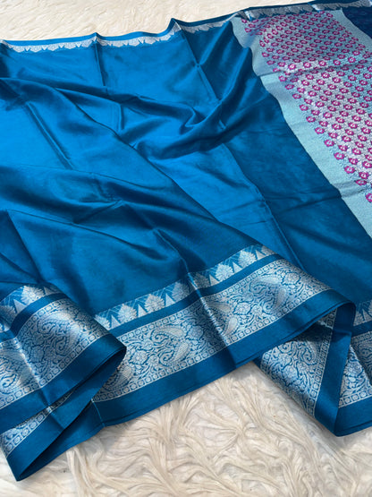 Firozi shade warm silk premium Banarasi saree