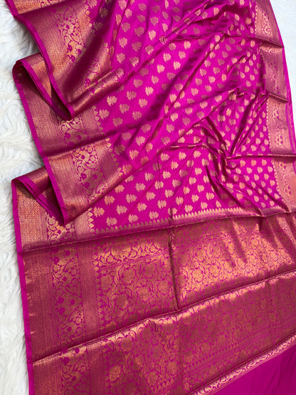 Royal pink shade Dupion Silk premium Banarasi Saree
