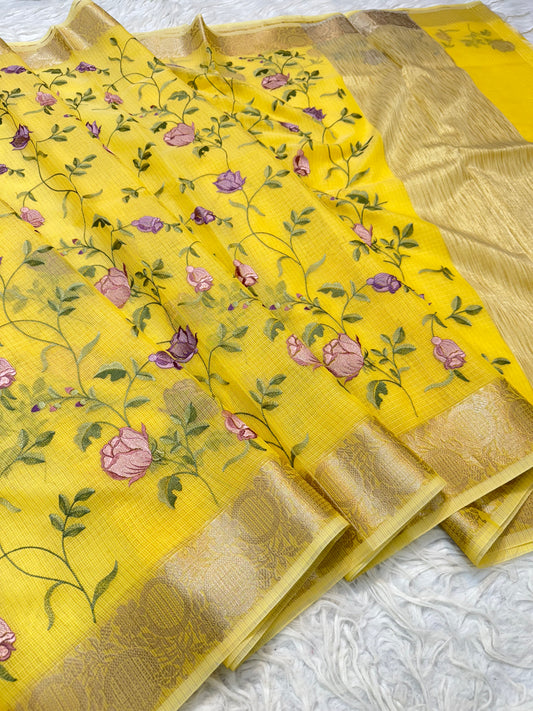 Kota fancy embroidery Banarasi saree