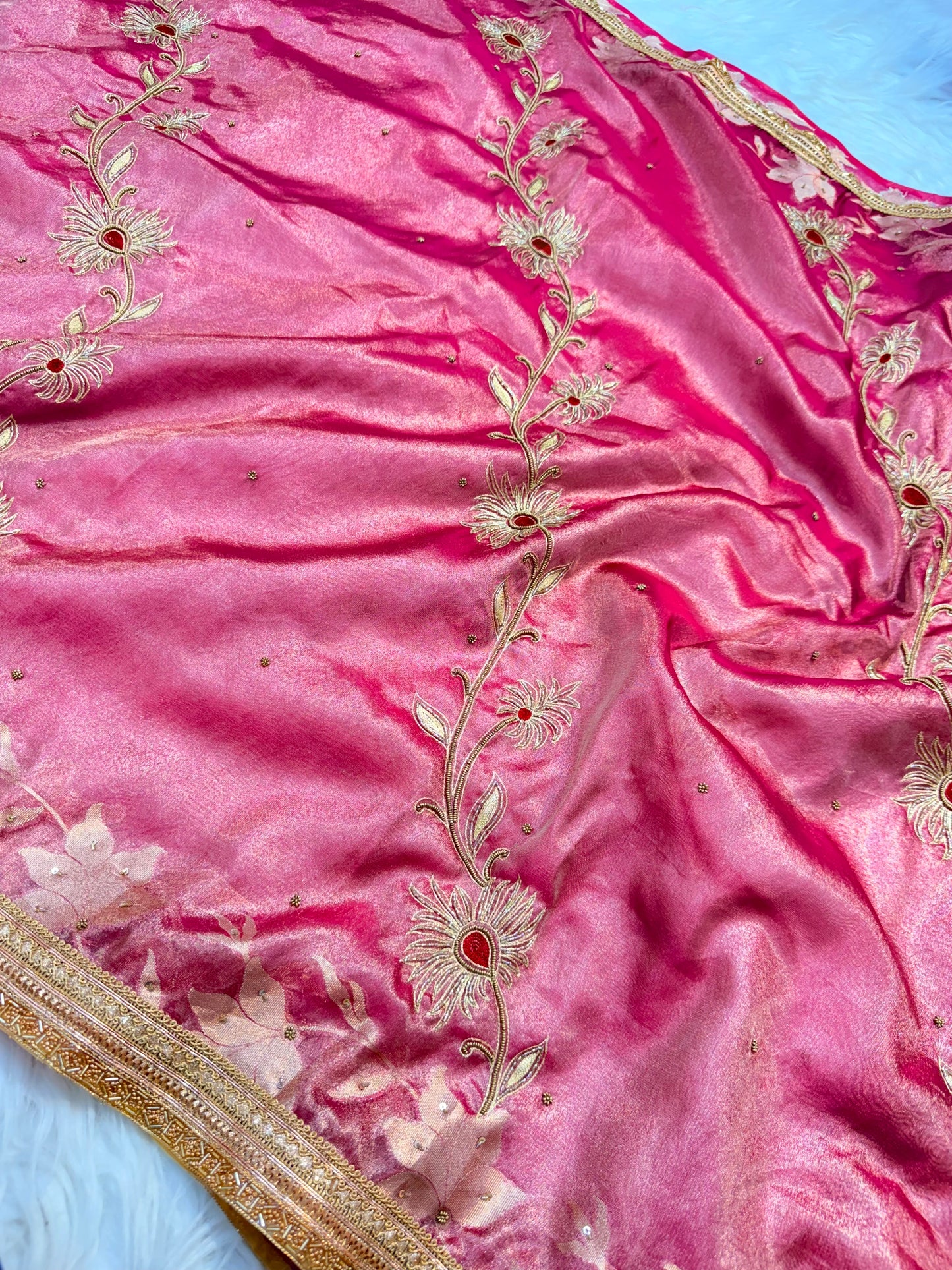 Tissue Aari Work Banarasi silk saree