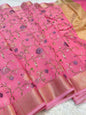 Dusty pink shade kota  embroidery Banarasi saree