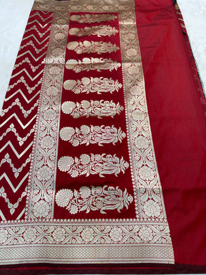 Maroon shade katan Banarasi silk Saree