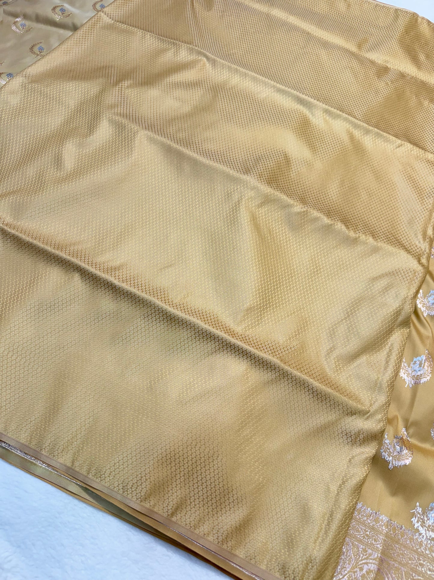 Beige shade satan katan premium Banarasi silk Saree