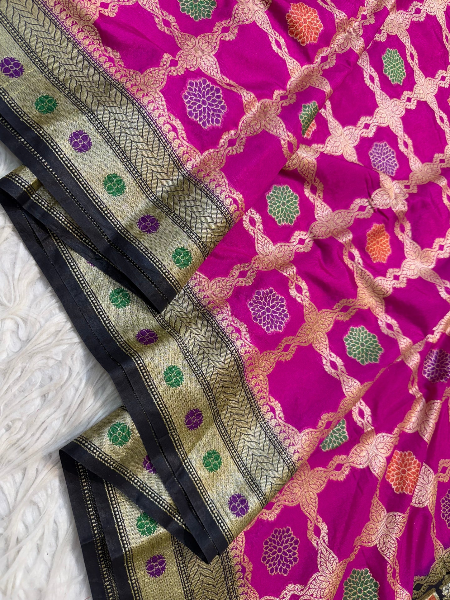 Multicolour shade soft dupion silk Banarasi saree