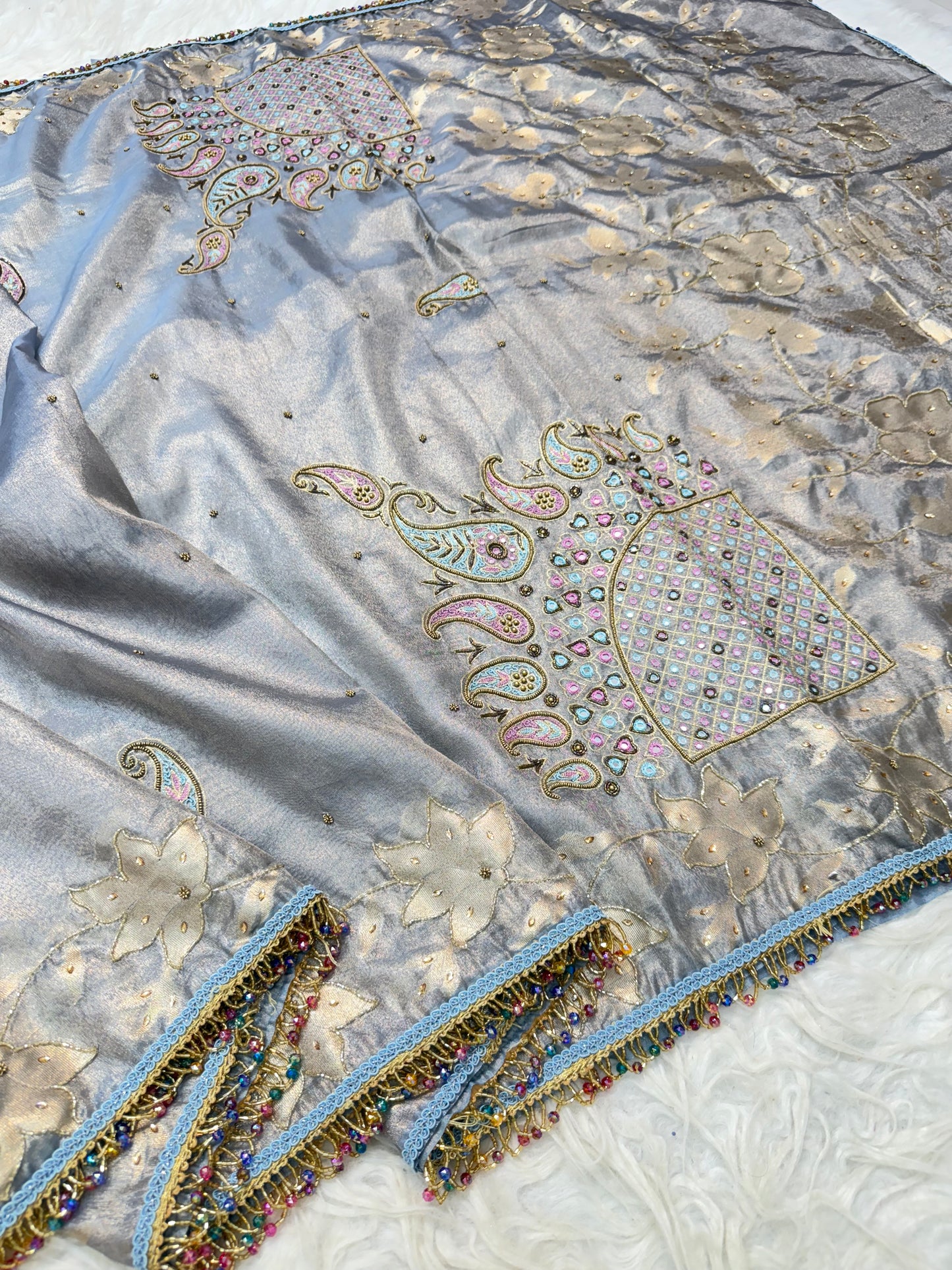 Tissue handwork Banarasi silk saree