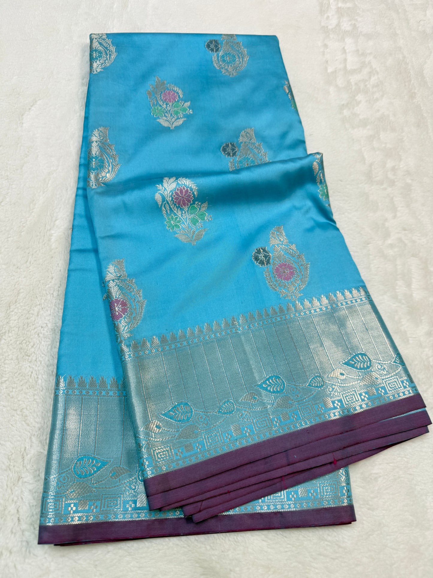 Firozi Soft Silk  Premium Banarasi Saree