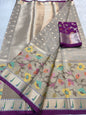 Gray & multicolour shade tissue kota premium paithani border designer banarasi saree