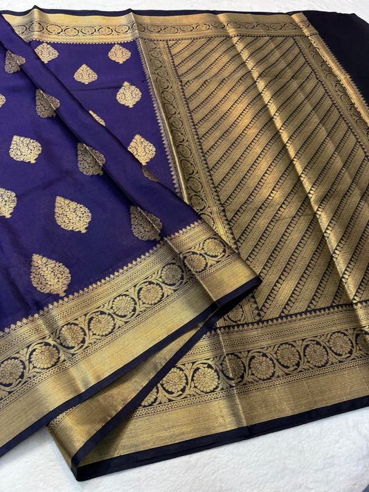 Navy shade warm silk premium Banarasi saree