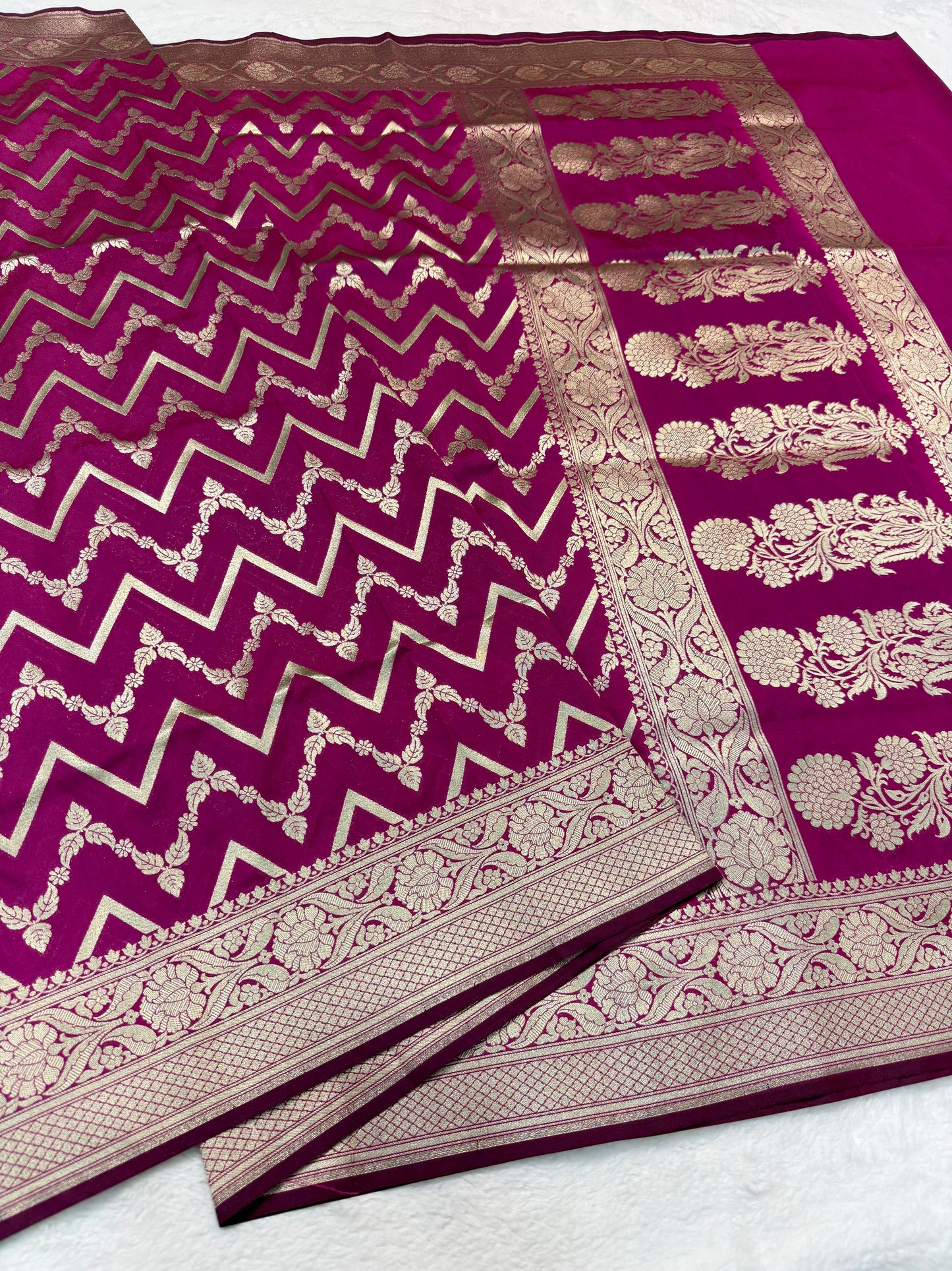 Magenta shade katan Banarasi silk Saree