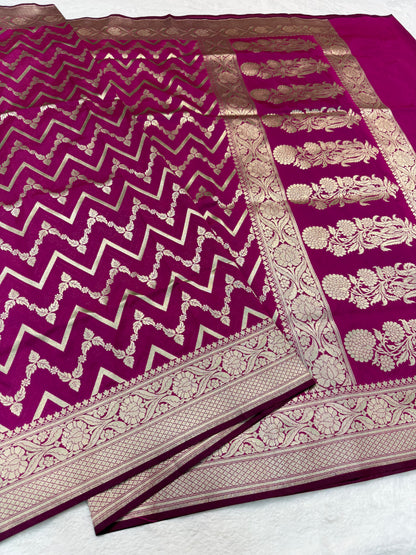 Magenta shade katan Banarasi silk Saree