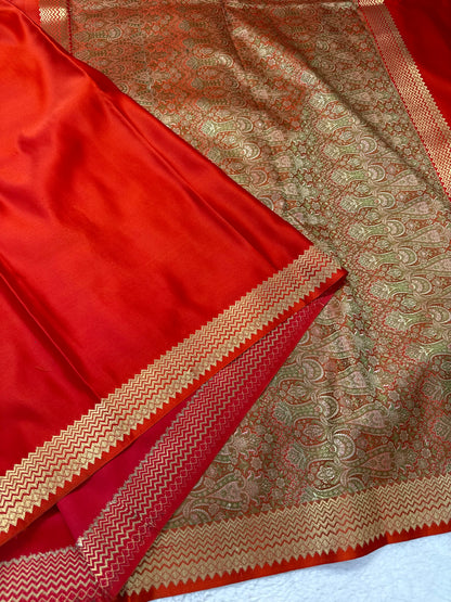 Red shade mashru silk premium Banarasi silk Saree