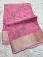 Pink shade organza embroidery Banarasi saree