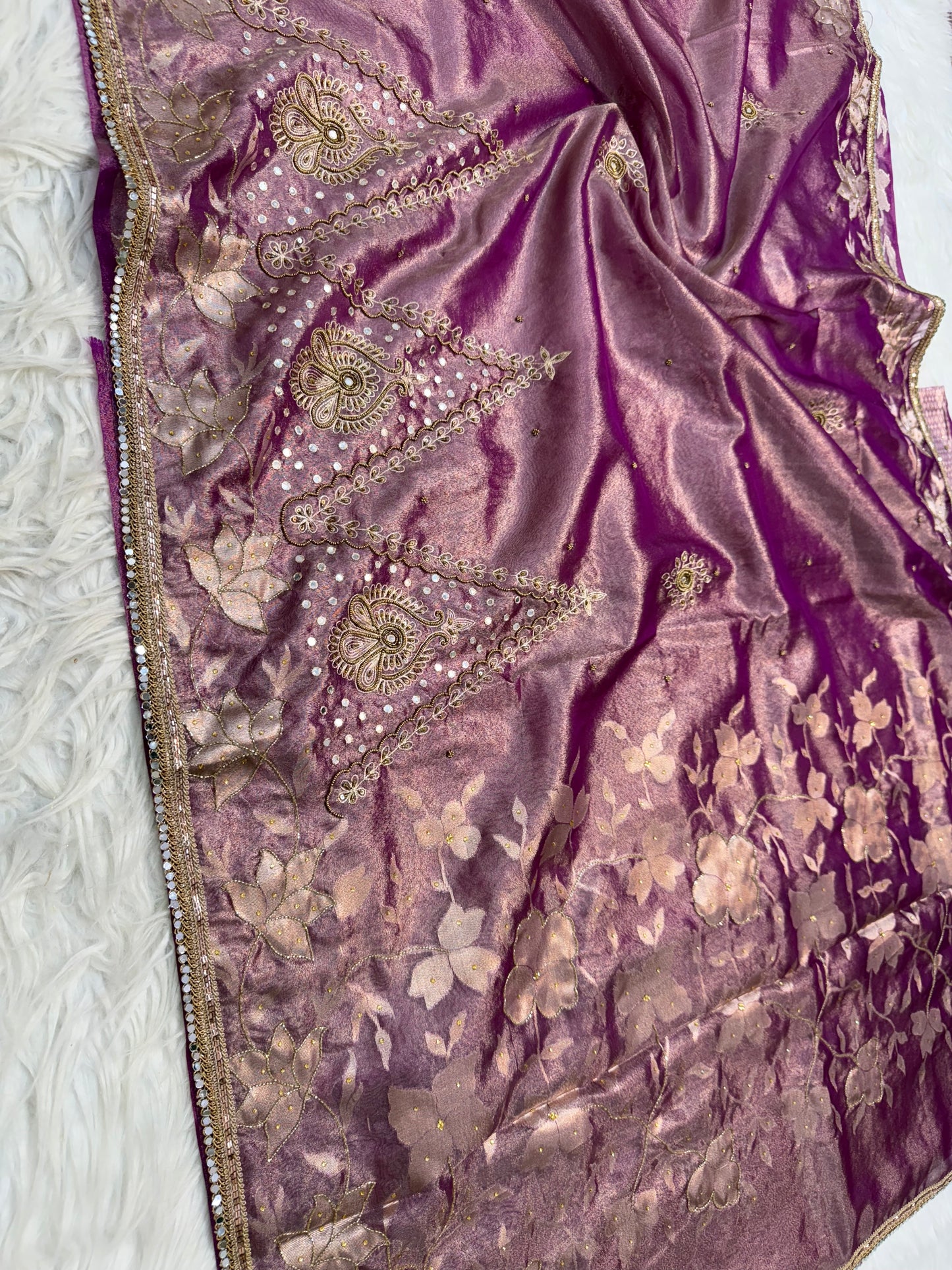 Tissue Aari Work Banarasi silk saree