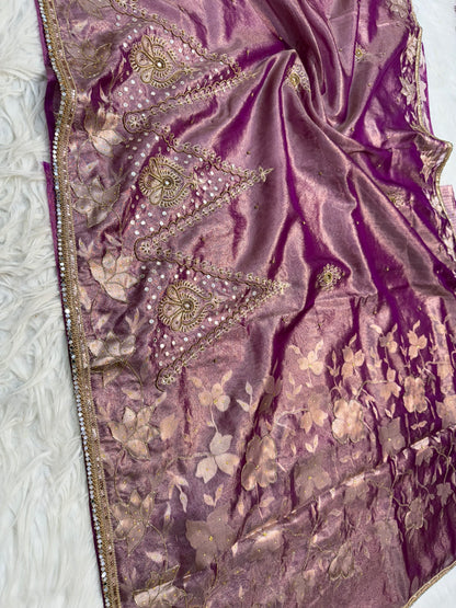 Tissue Aari Work Banarasi silk saree