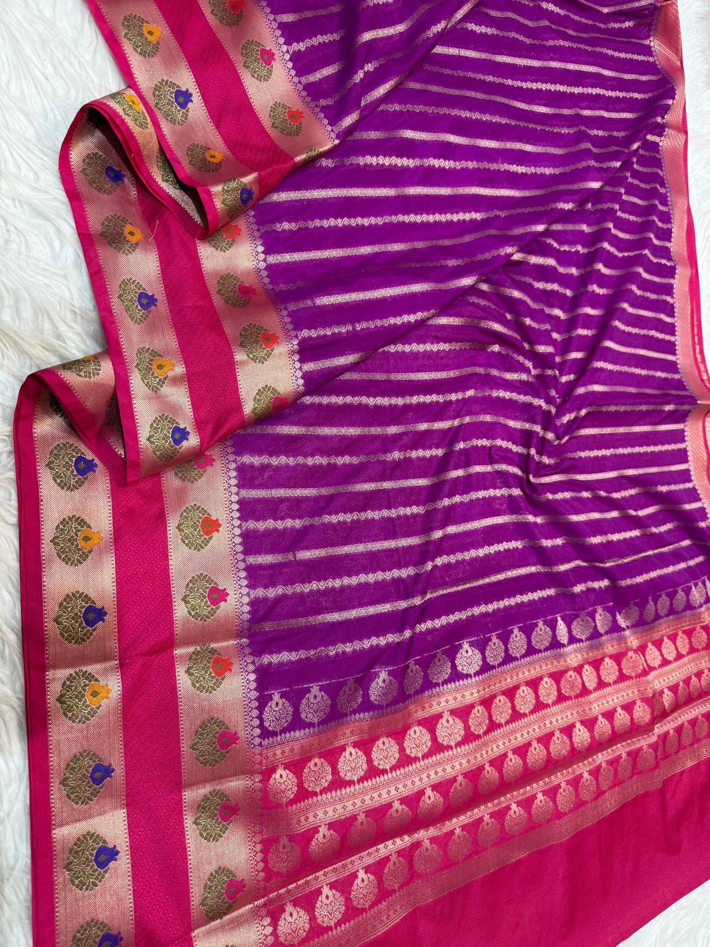 Magenta & Royal pink shade georgette Banarasi saree