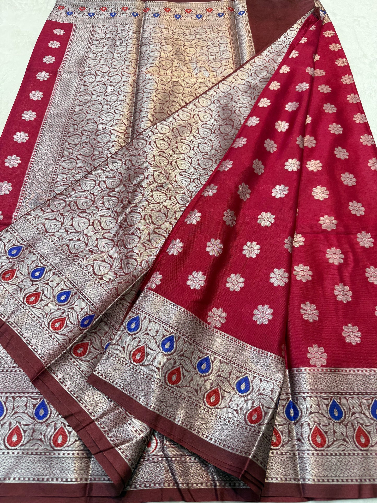 Maroon shade warm silk premium Banarasi saree