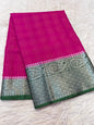 royal pink & bottle green shade  Dupion Silk premium Banarasi Saree