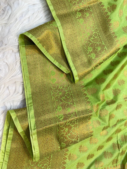 Pista green shade Dupion Silk premium Banarasi Saree
