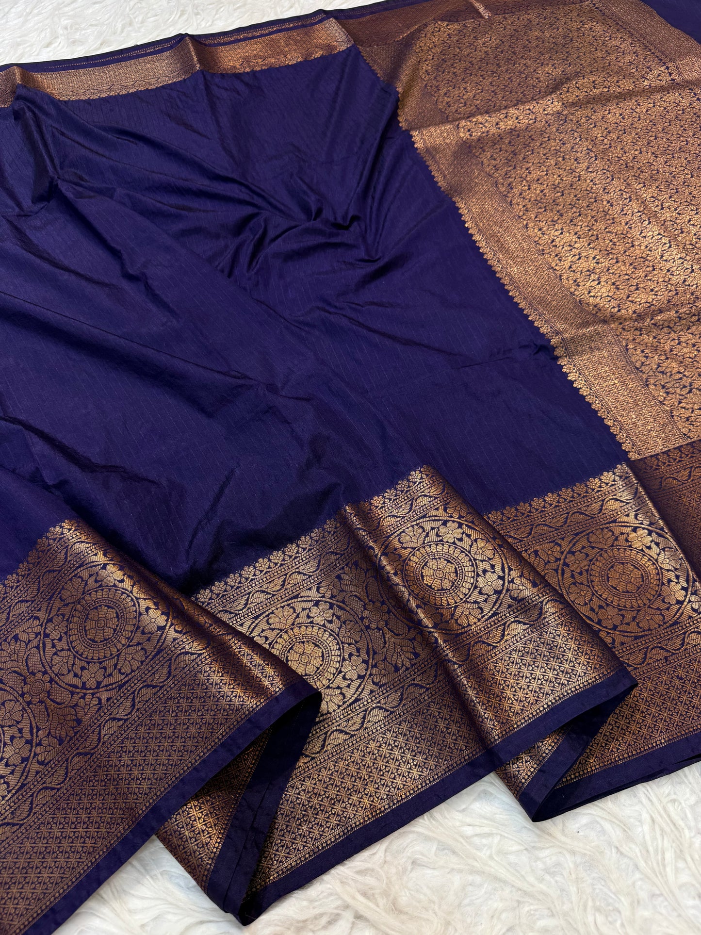 Navy shade dupion silk premium Banarasi saree